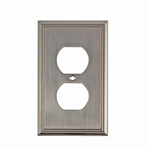Contemporary Single Duplex Outlet in Brushed Nickel