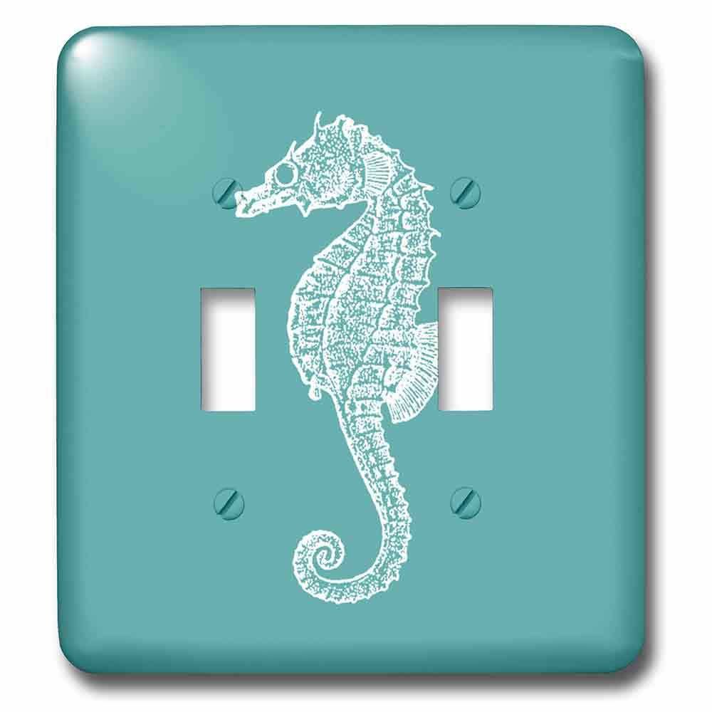 Double Toggle Switch Plate With Seahorse Print