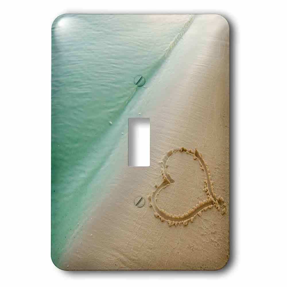 Single Toggle Switch Plate With Heart Carved In Sand On The Beach
