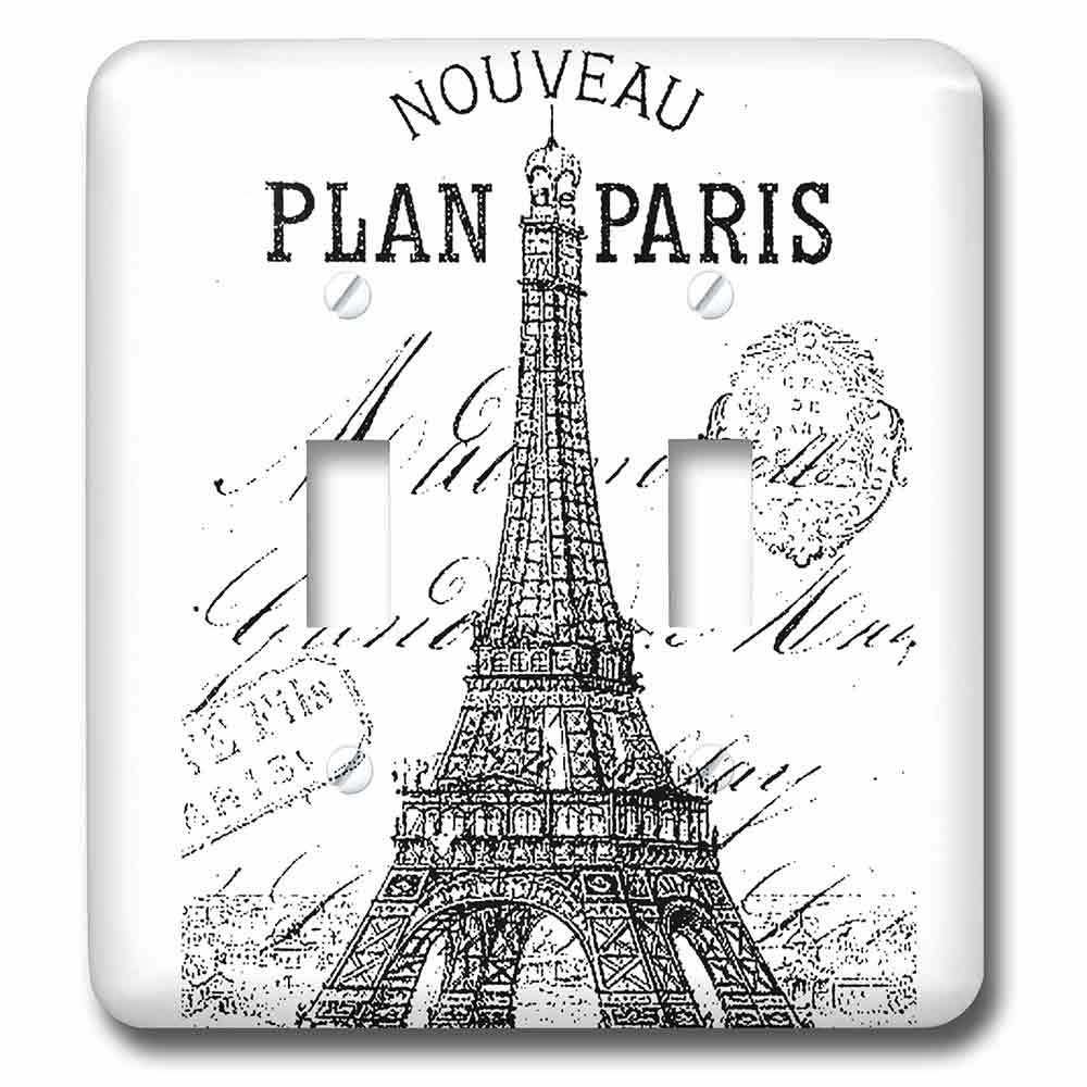 Double Toggle Switchplate With Nouveau Paris Vintage Eiffel Tower