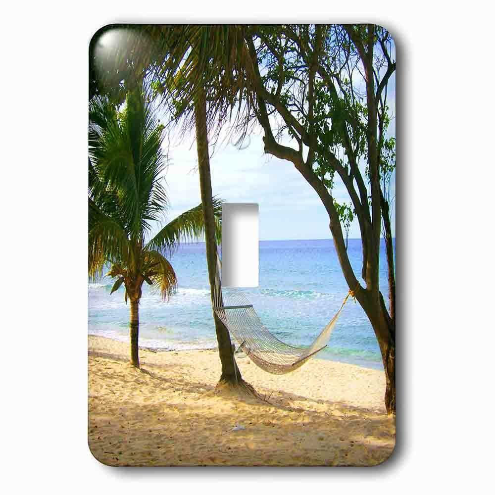 Single Toggle Wallplate With Tropical Beach Hammock.