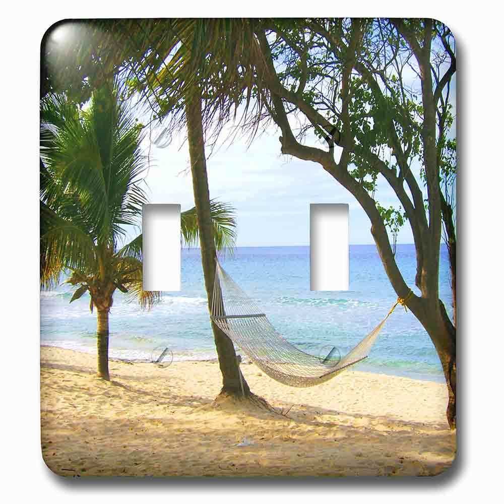 Double Toggle Wallplate With Tropical Beach Hammock.
