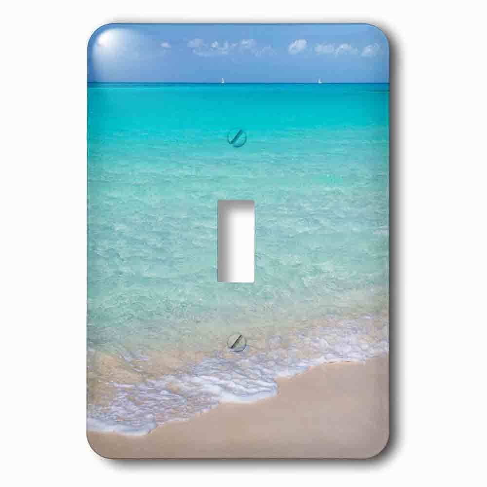 Single Toggle Wallplate With Bahamas, Little Exuma Island. Ocean Surf And Beach.
