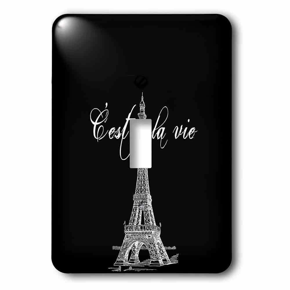 Single Toggle Wall Plate With French Black And White Eiffel Tower