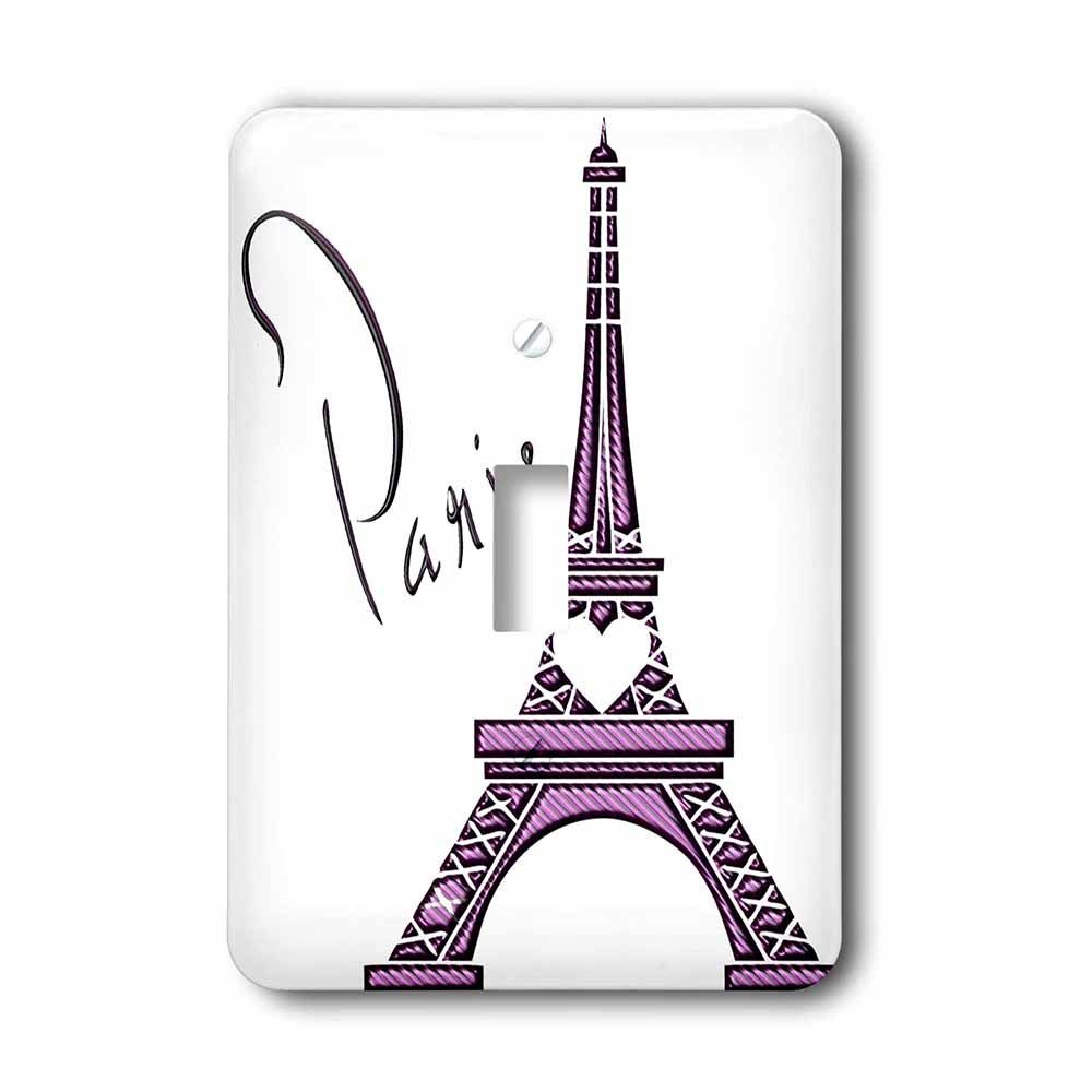 Single Toggle Wall Plate With Purple Gel Effect One Dimensional Eiffel Tower With The Word Paris