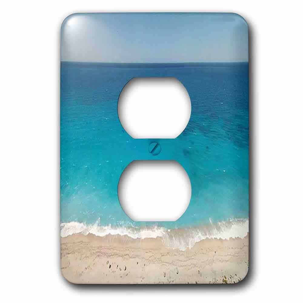 Single Duplex Wall Plate With Print Of Beautiful Beach And Ocean With Word Enjoy