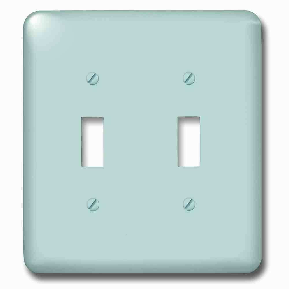 Double Toggle Wallplate With Plain Mint Blue Solid Color Light Turquoise-Grey-Gray Modern Contemporary Simple Pastel Teal
