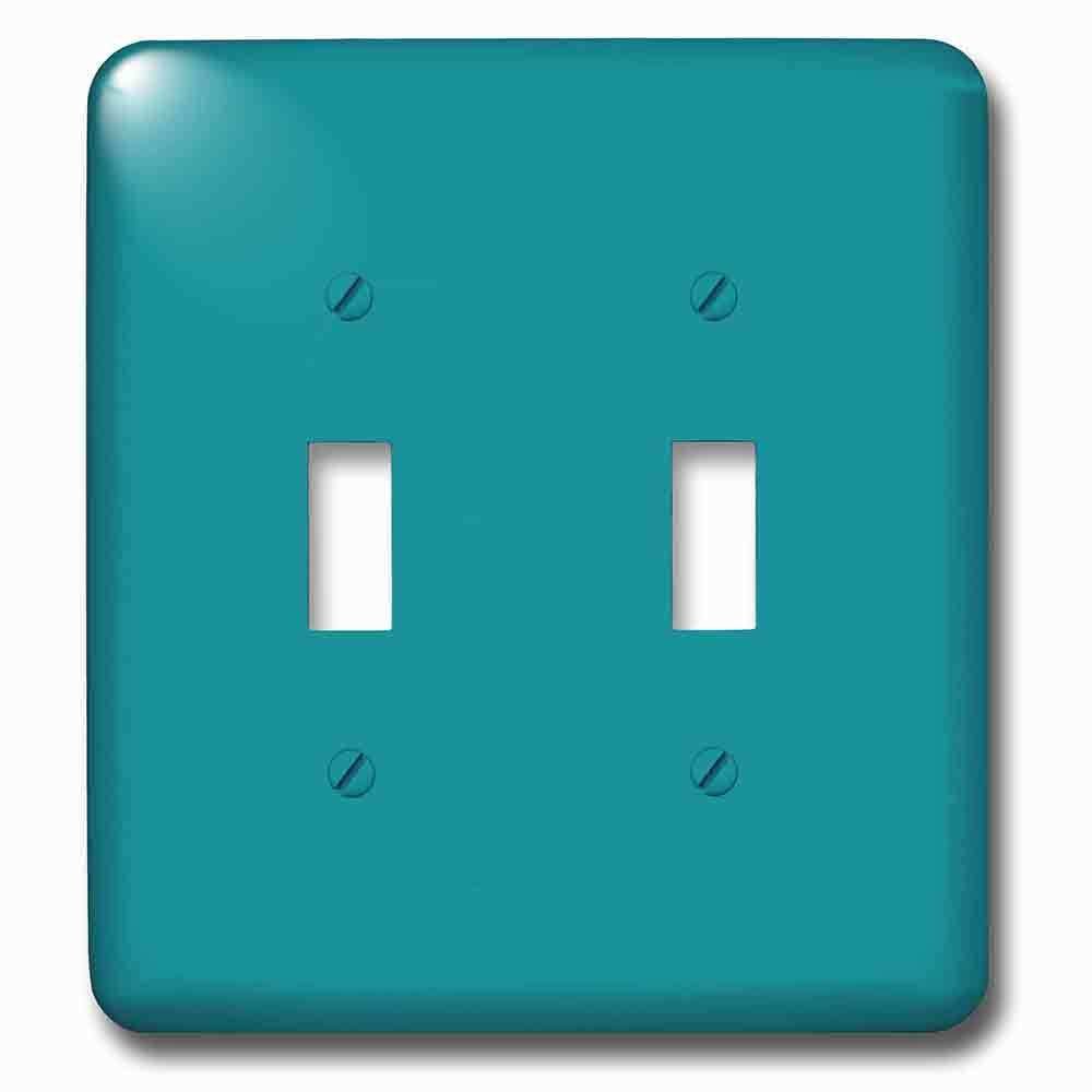 Double Toggle Wallplate With Plain Teal Blue Simple Modern Contemporary Solid One Single Color Turquoise Blue-Green
