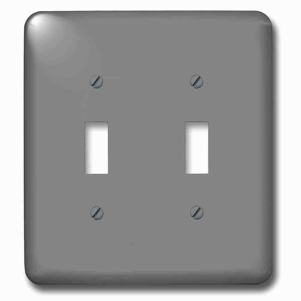Double Toggle Wallplate With Dark Grey Charcoal Steel Gray Plain Simple One Single Solid Color Modern Contemporary