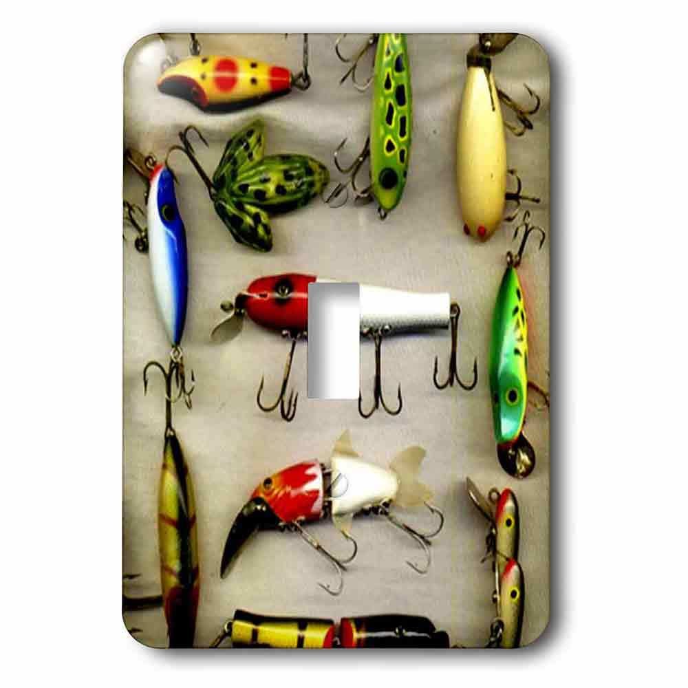 Single Toggle Wallplate With Old Lures Fishing