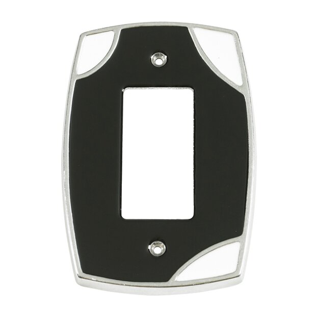 Single Rocker Wallplate in Black with White Accents