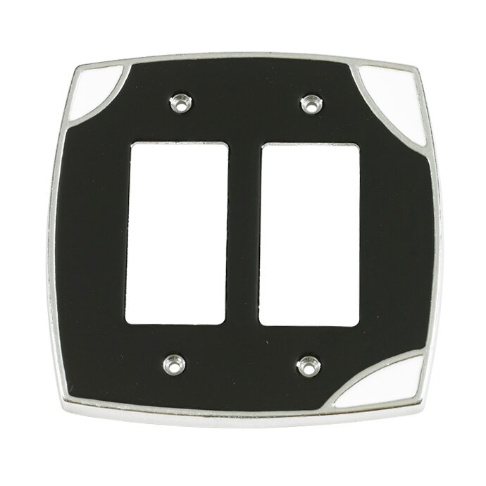 Double Rocker Wallplate in Black with White Accents