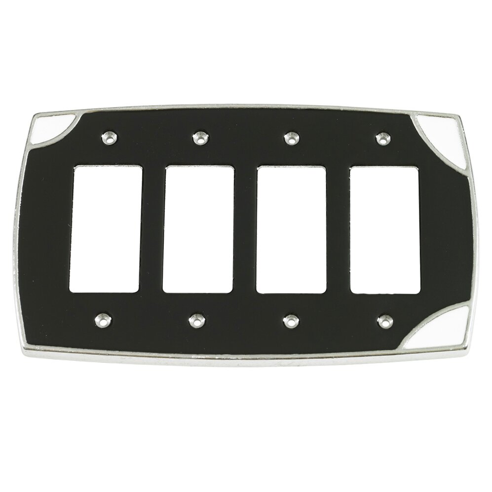 Quadruple Rocker Wallplate in Black with White Accents