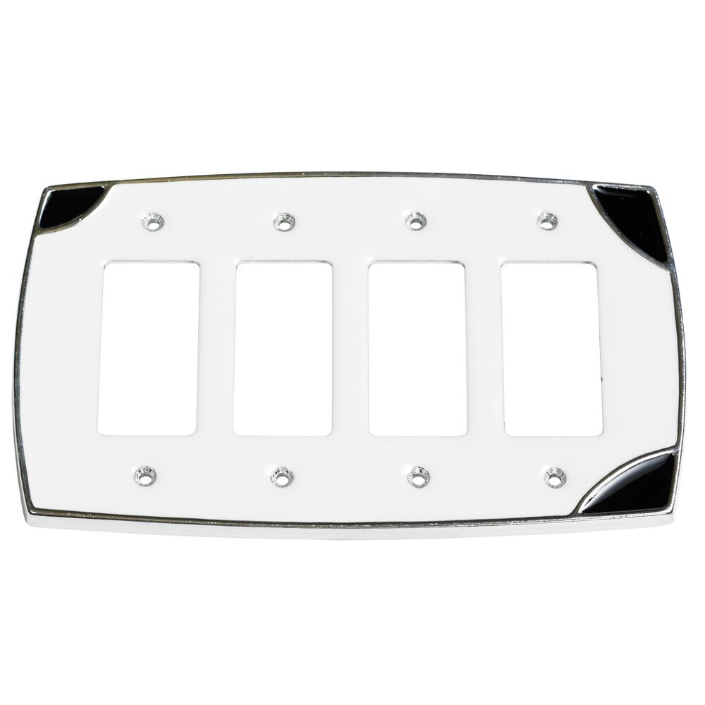 Quadruple Rocker Wallplate in White with Black Accents