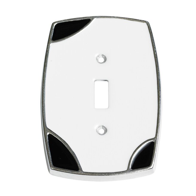 Single Toggle Wallplate in White with Black Accents