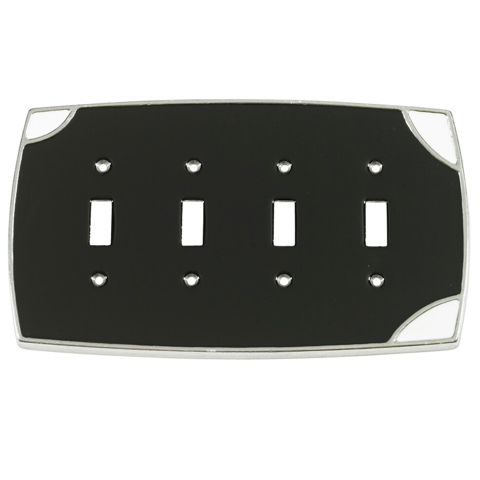 Quadruple Toggle Wallplate in Black with White Accents