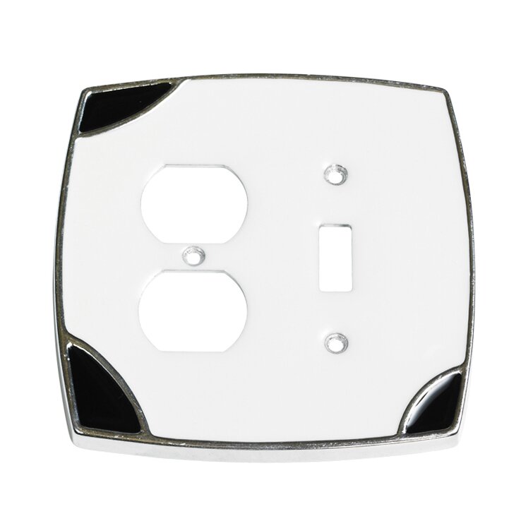 Single Toggle/Duplex Wallplate in White with Black Accents