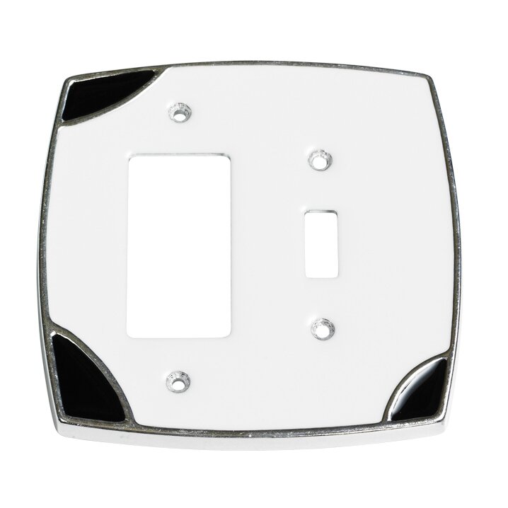 Single Toggle/Rocker Wallplate in White with Black Accents