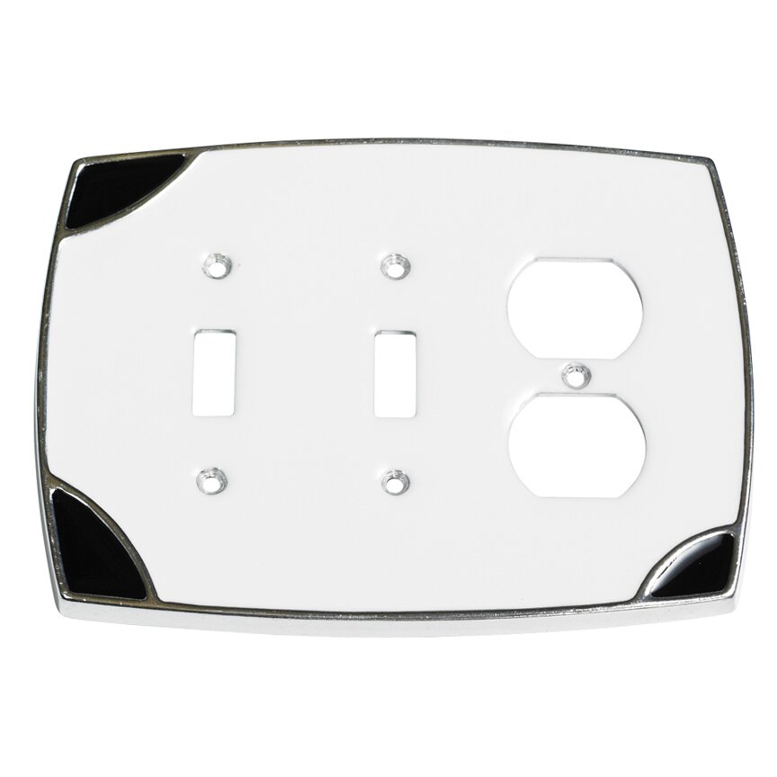 Double Toggle/Duplex Wallplate in White with Black Accents