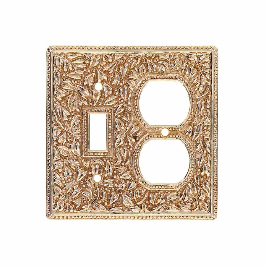 Single Toggle & Outlet Switchplate in Polished Gold