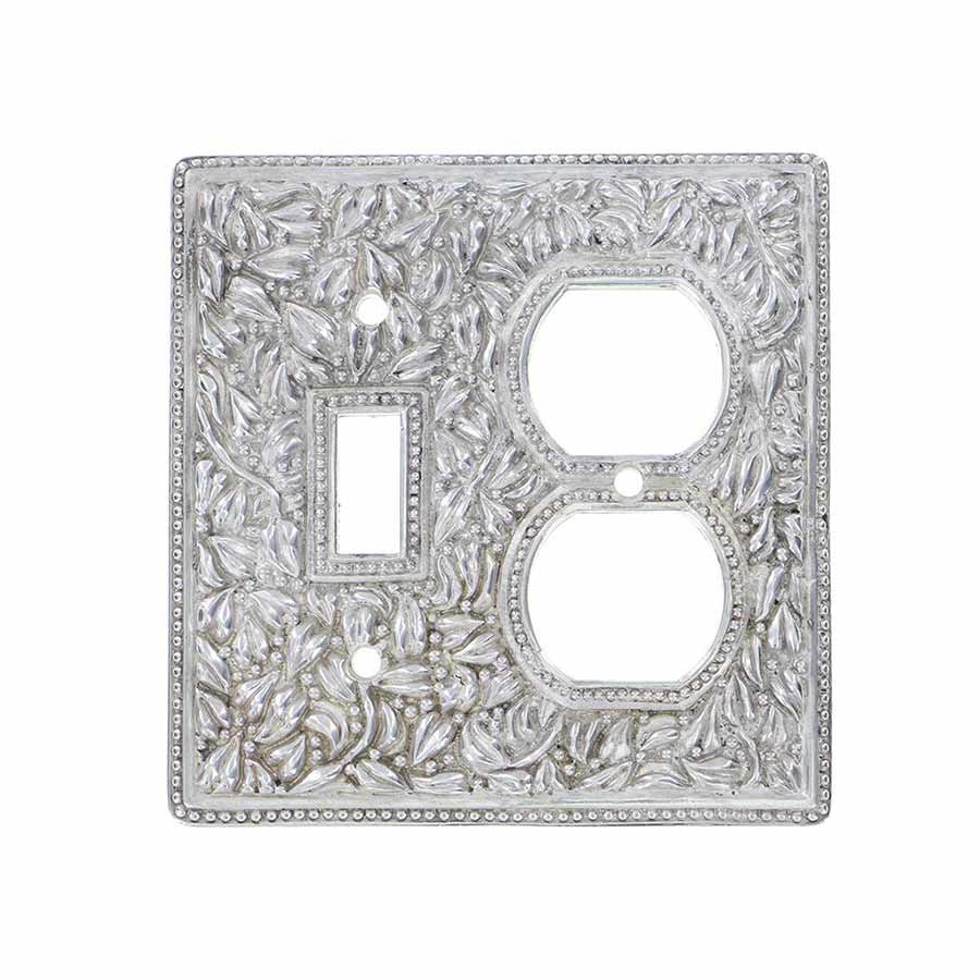 Single Toggle & Outlet Switchplate in Polished Silver