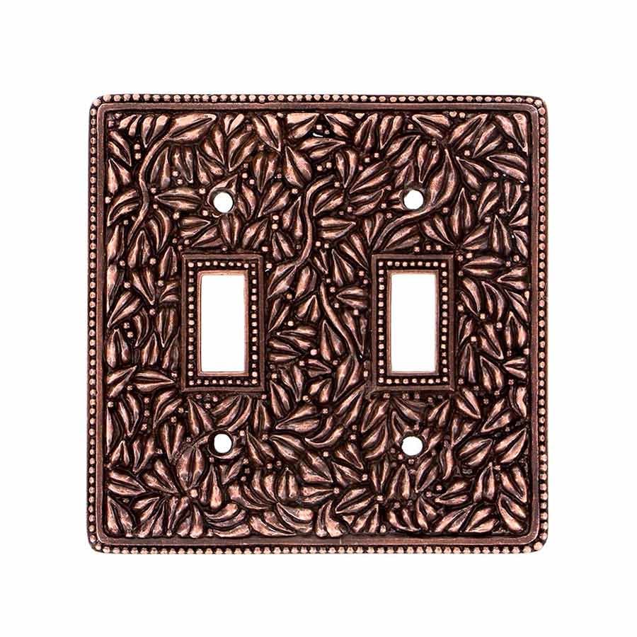 Double Toggle Switchplate in Antique Copper