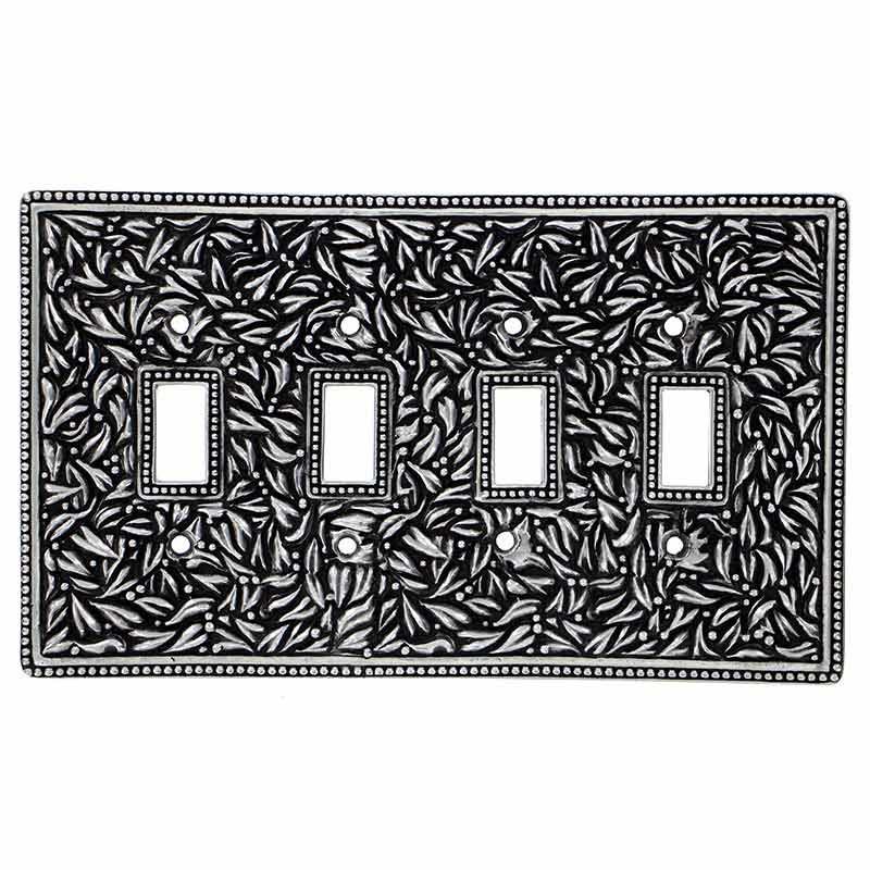 Quadruple Toggle Switchplate in Antique Silver