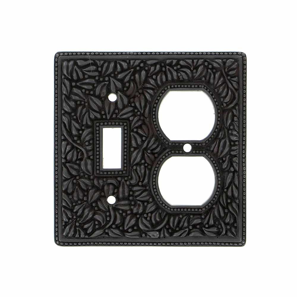 Single Toggle Single Outlet Combo Jumbo Switchplate in Oil Rubbed Bronze