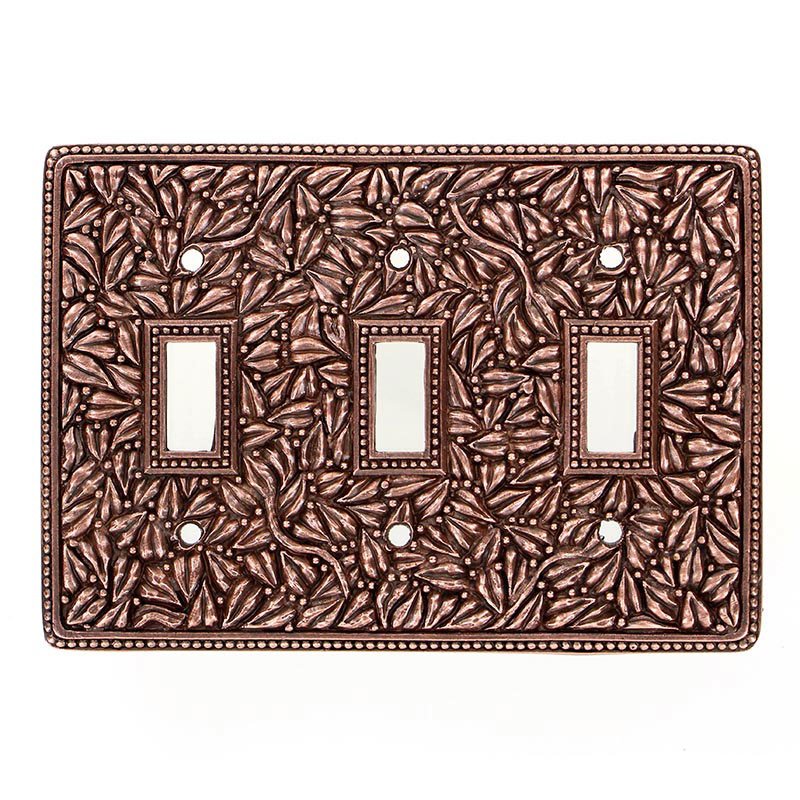 Triple Toggle Jumbo Switchplate in Antique Copper