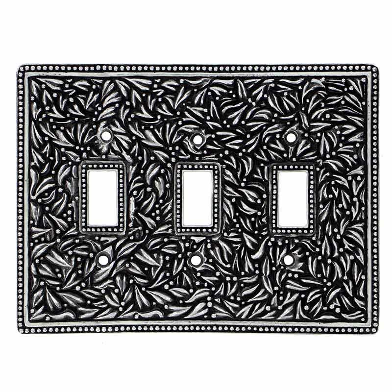Triple Toggle Jumbo Switchplate in Antique Silver