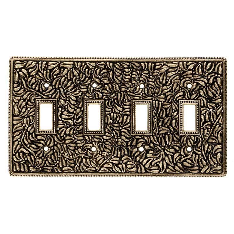 Quadruple Toggle Jumbo Switchplate in Antique Gold