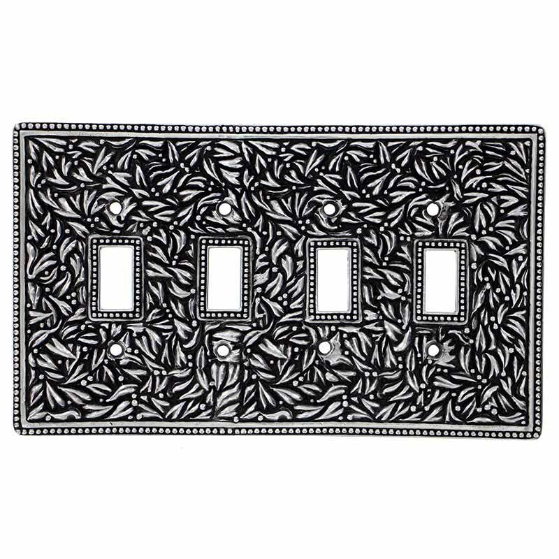 Quadruple Toggle Jumbo Switchplate in Antique Silver