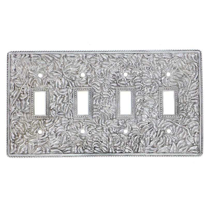 Quadruple Toggle Jumbo Switchplate in Polished Silver