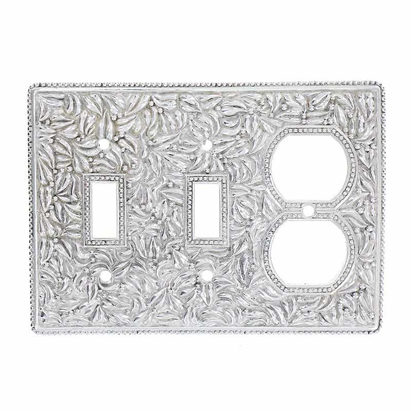 Double Toggle Single Outlet Combo Jumbo Switchplate in Polished Nickel