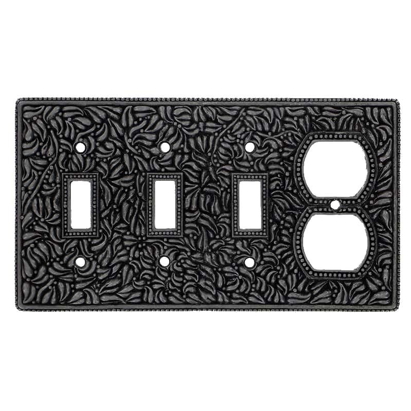 Triple Toggle Single Combo Outlet Switchplate in Gunmetal