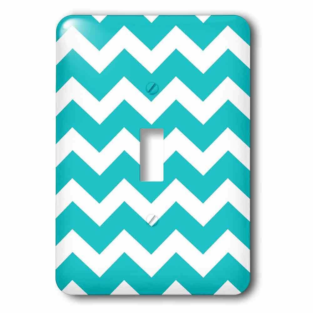 Single Toggle Wall Plate With Turquoise Chevron Zig Zag Pattern
