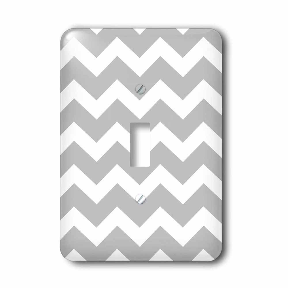 Single Toggle Wall Plate With Gray And White Zig Zag Chevron Pattern