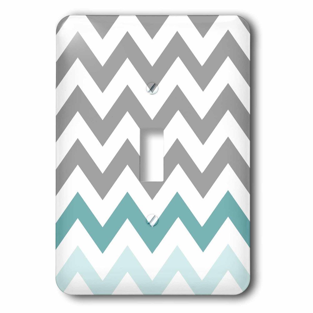 Single Toggle Wall Plate With Grey Chevron With Mint Turquoise Zig Zag Accent