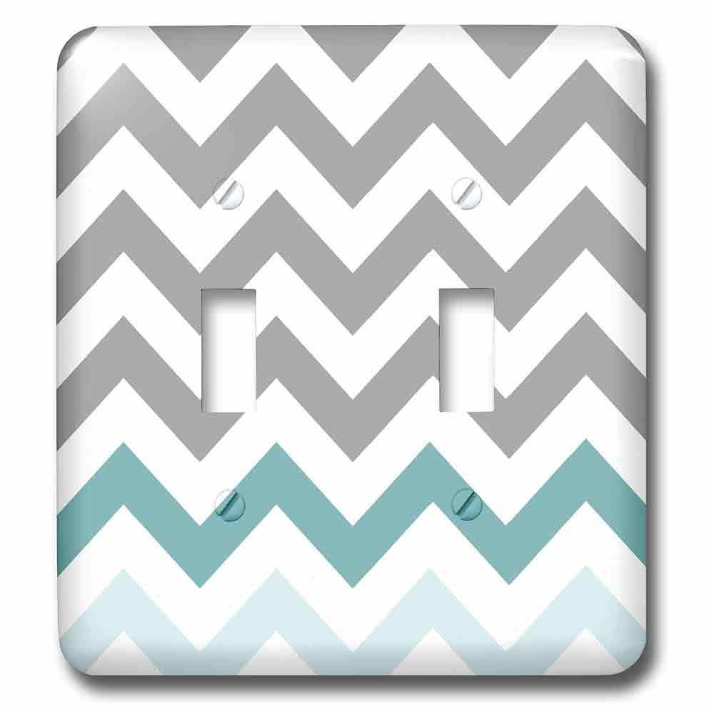 Double Toggle Wall Plate With Grey Chevron With Mint Turquoise Zig Zag Accent