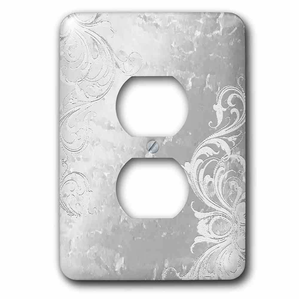 Single Duplex Wallplate With Design On Silver