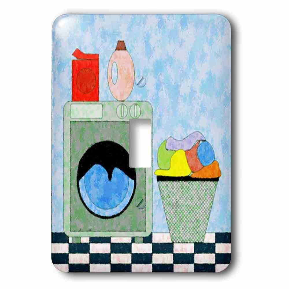 Single Toggle Wallplate With Red Blue Green Laundry Room