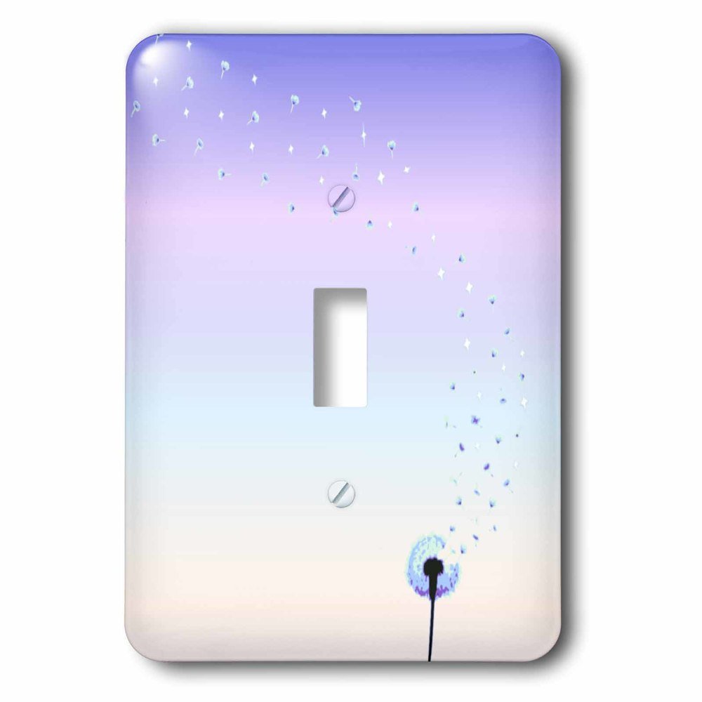 Single Toggle Wallplate With Dandelion Seed Head Flower With Flying Seeds In Lilac Purple Sunrise