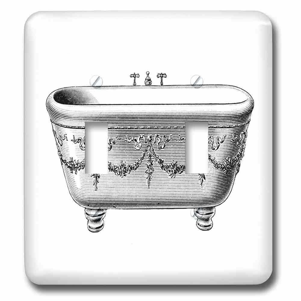 Double Toggle Wallplate With Decorative Vintage Bathtub