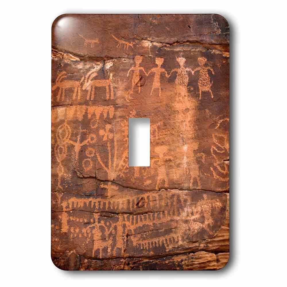 Single Toggle Wallplate With Indian Petroglyphs On Sandstone.