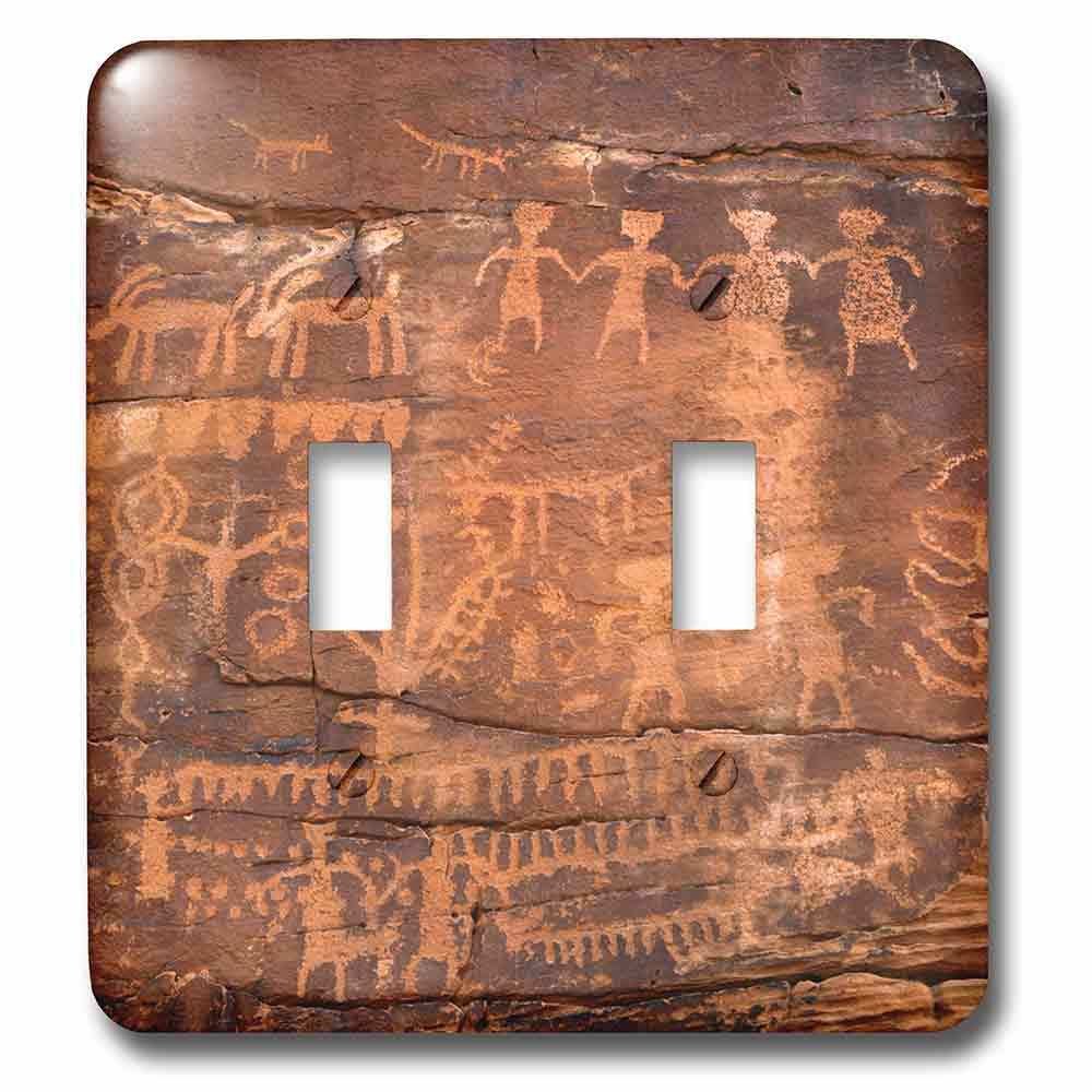 Double Toggle Wallplate With Indian Petroglyphs On Sandstone.