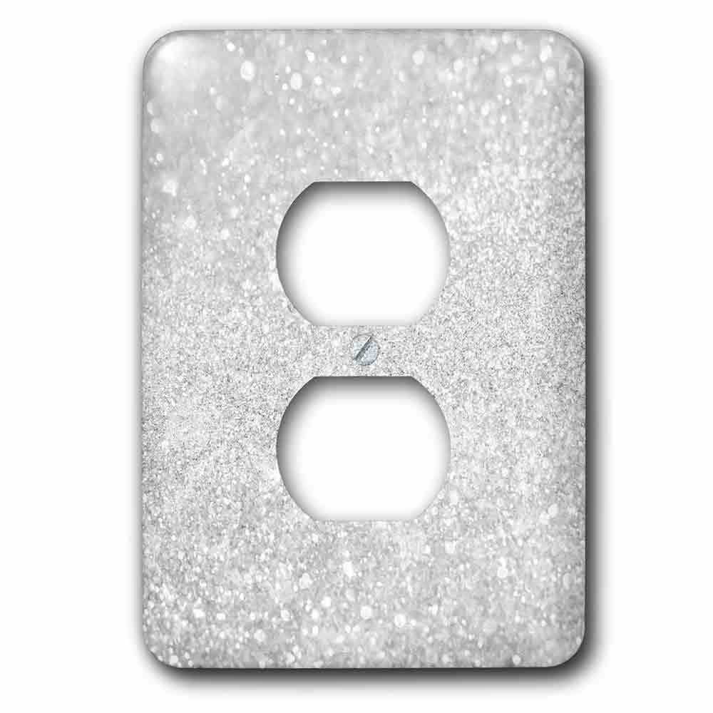 Single Duplex Wallplate With Image Of Silver Sparkly Style In Luxury