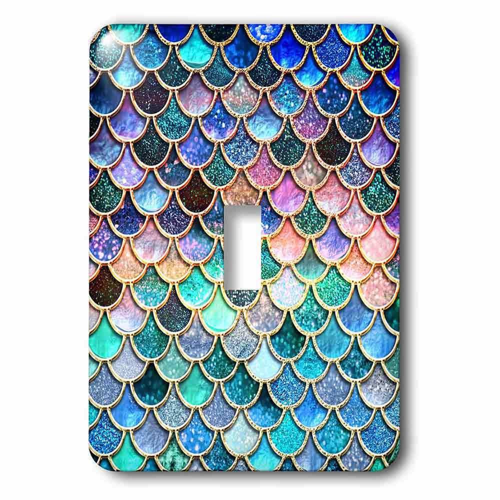 Single Toggle Wallplate With Multicolor Trend Pink Luxury Elegant Mermaid Scales Glitter