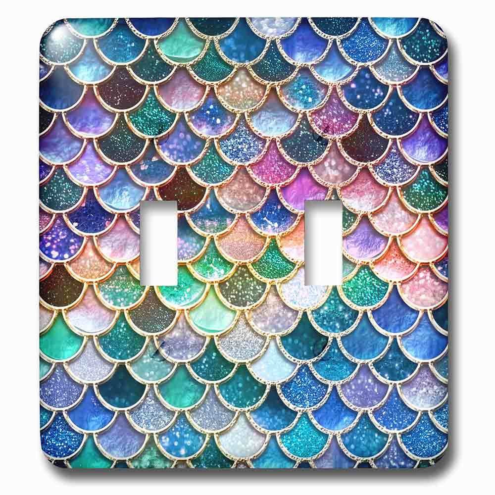 Double Toggle Wallplate With Mermaid Scales Glitter