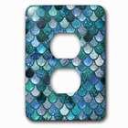 Single Duplex Outlet With Multicolor Girly Trend Blue Luxury Elegant Mermaid Scales Glitter