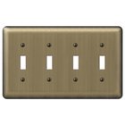 Quadruple Toggle Wallplate in Brushed Brass